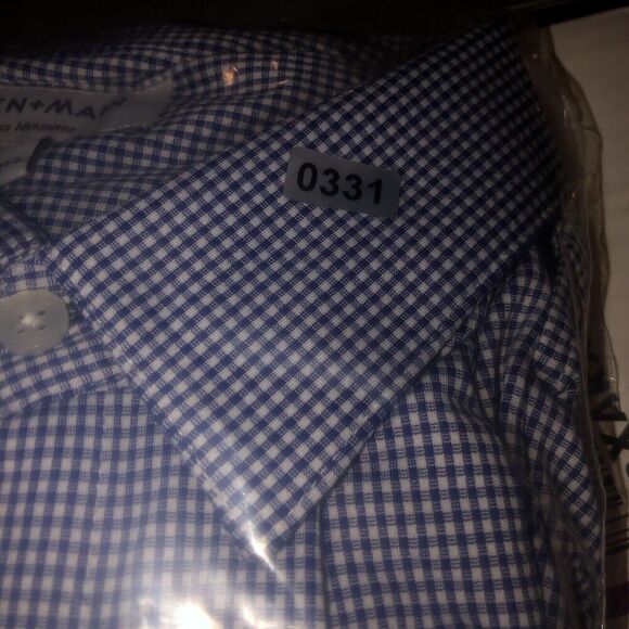Mizzen Main Men's Large Blue Classic Fit Leeward Performance Check Button Up - Picture 11 of 11